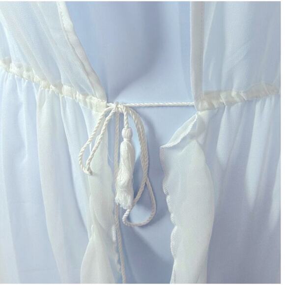 Shein White Sheer Ruffle Robe Large – Bridal, Lingerie, Beach Cover-Up - Picture 7 of 11